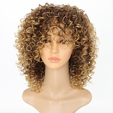 Synthetic Wig Kinky Curly Kinky Curly Wig Blonde Medium Length