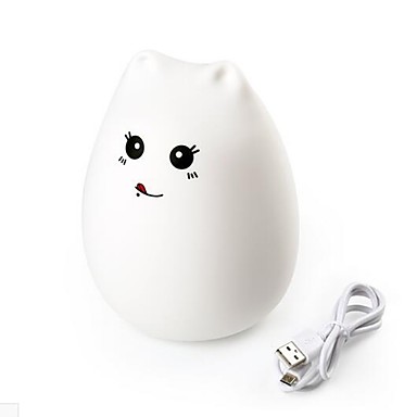 Hhy nye 7 farver kat førte usb børn dyr nat lys silikone blød ... Børne loftlampe med dyr