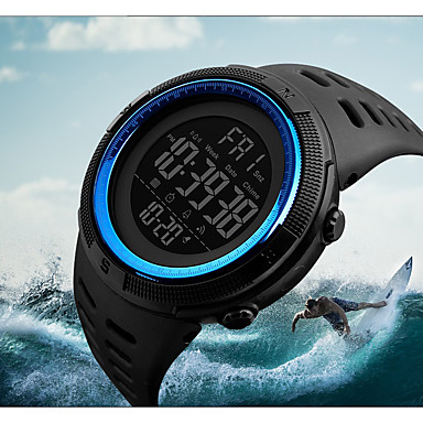 baratos Relógios Militares-Homens Relógio Esportivo Relógio Militar Relógio de Pulso Japanês Digital Couro PU Acolchoado Preta 50 m Impermeável Alarme Calendário Digital Fashion - Azul Brown / ouro Dourado / Vermelho Dois anos