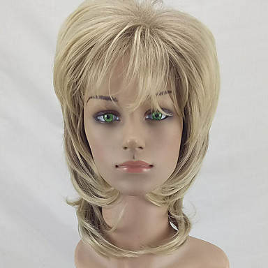 Synthetic Wig Curly Curly Layered Haircut Wig Blonde Medium Length