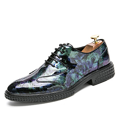 baratos Oxfords Masculinos-Homens Sapatos Confortáveis Pele Napa Verão Negócio / Casual Oxfords Caminhada Respirável Preto / Roxo / Azul