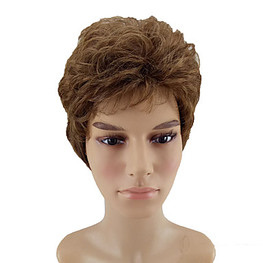 Synthetic Wig Curly Curly Layered Haircut Wig Short Brown