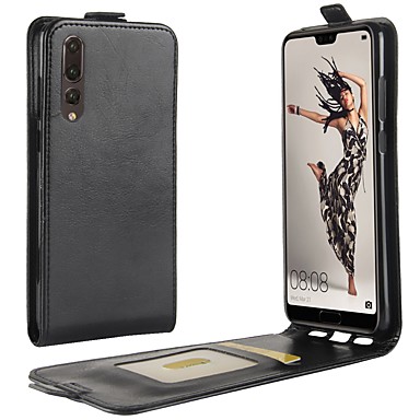 The Grafu Multifunctions PU Leather Back Cover Huawei P20 Case Black Shockproof Case with Card Slot and Wrist Strap for Huawei P20 