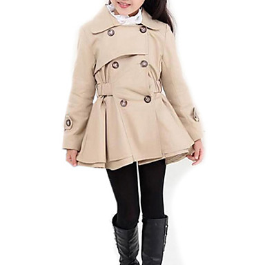 baratos Roupas Infantis de Inverno-Infantil Para Meninas Moda de Rua Diário Sólido Manga Longa Longo Casaco Trench Rosa claro