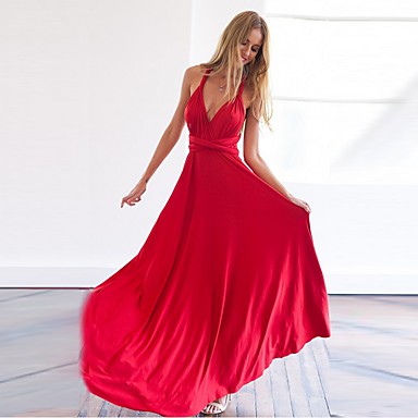 Women's Backless Maxi Purple Red Dress Sophisticated Spring Party ...