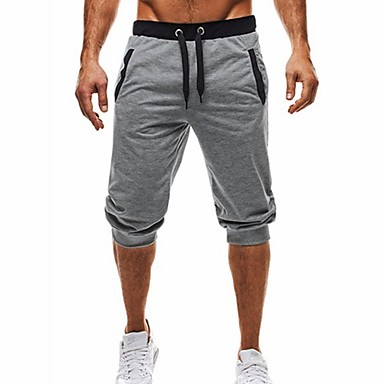 baratos Calças para Homem-Homens Básico Moda de Rua Diário Esportes Feriado Chinos Shorts Calças - Estampa Colorida Preto e cinza, Patchwork Com Cordão Verão Outono Preto Cinza Claro Cinzento Escuro M / L / XL / Praia
