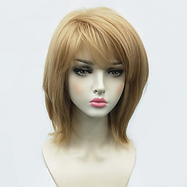 Synthetic Wig Straight Bob Side Part Wig Blonde Medium Length