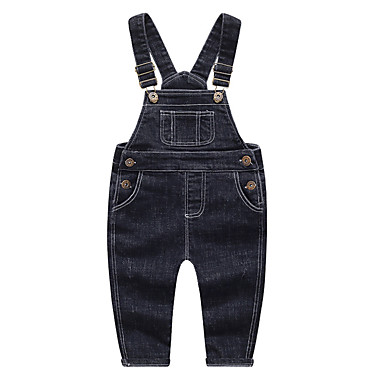 baratos Calças para Meninos Bebês-bebê Para Meninos Básico Diário Sólido Algodão Jardineira &amp; Macacão Preto / Bébé