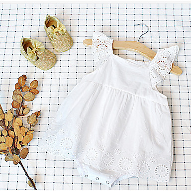 baratos Macacões &amp; Bodies de Bebê-bebê Para Meninas Básico Diário Sólido Com Corte / Básico Sem Manga Algodão Peça Única Branco