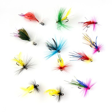 12 pcs Flies Fishing Lures Flies Handmade Easy to Carry Lightweight ...