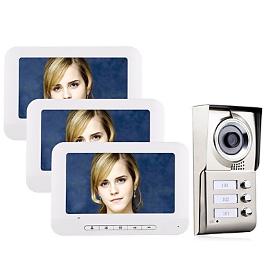 216 99 7inch Lcd 3 Apartments Video Door Phone Intercom System Ir Cut Hd 1000tvl Camera Wall Mounting Hands Free Smart Home Security Doorbell One