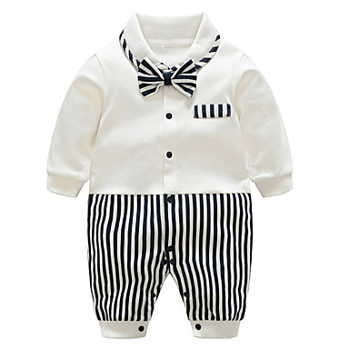 baratos Macacões &amp; Meninos Bodies de Bebê-bebê Para Meninos Básico Diário Listrado Estampado / Patchwork Manga Longa Algodão Peça Única Preto