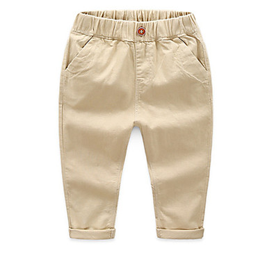 baratos Calças para Meninos-Infantil Para Meninos Básico Diário Sólido Algodão Calças Azul Marinha