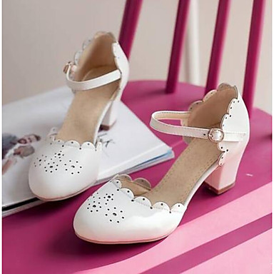 baratos Sapatos de Salto-Mulheres Saltos Salto Robusto Dedo Fechado Couro Ecológico Conforto Verão Bege / Azul / Rosa claro / Diário