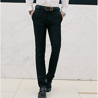 baratos Suits-Homens Básico Tamanhos Grandes Diário Trabalho Delgado Social Chinos Calças - Sólido Vinho Branco Preto M / L / XL