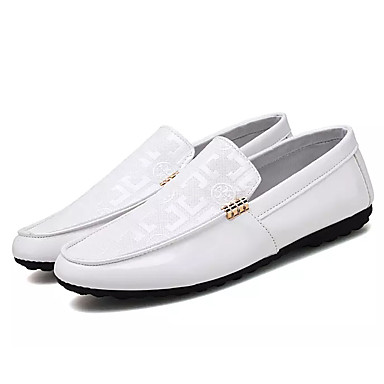baratos Sapatilhas e Mocassins Masculinos-Homens Mocassim Couro Envernizado Primavera Mocassins e Slip-Ons Preto / Branco / Ao ar livre