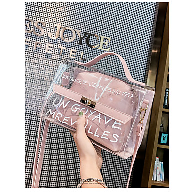 baratos Bolsas Femininas Elegantes-Mulheres Estampa PVC Bolsas de Alça Preto / Marron / Rosa