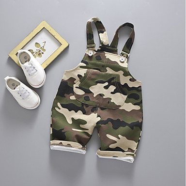 baratos Calças para Meninos Bebês-bebê Para Meninos Básico Estampado Jardineira &amp; Macacão Verde Tropa