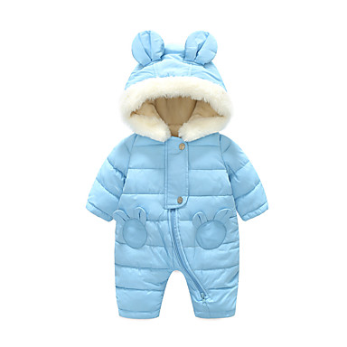 baratos Macacões &amp; Meninos Bodies de Bebê-bebê Para Meninos Básico Diário Sólido Manga Longa Peça Única Azul / Bébé