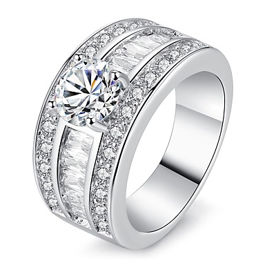 Women/'s Stainless Steel Round CZ Ring Size 5-10 Engagement Ring Band Wedding 198