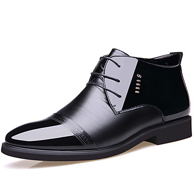 baratos Oxfords Masculinos-Homens Sapatos formais Couro / Couro Envernizado Outono &amp; inverno Casual / Colegial Oxfords Use prova Preto / Sapatos de couro