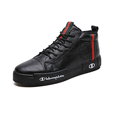 baratos Tênis Masculino-Homens Sapatos Confortáveis Couro Inverno Esportivo / Casual Tênis Manter Quente Preto / Verde