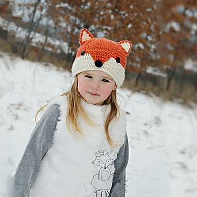 baratos Infantil Capéus e Bonés-Bébé Para Meninas Doce Animal Algodão Capéus e Bonés Laranja / Cinza Claro Tamanho Único