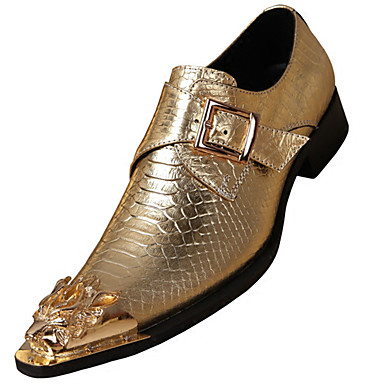 baratos Oxfords Masculinos-Homens Sapatos formais Pele Napa Outono Formais Mocassins e Slip-Ons Não escorregar Dourado / Prata / Festas &amp; Noite / Festas &amp; Noite / Sapatos de vestir
