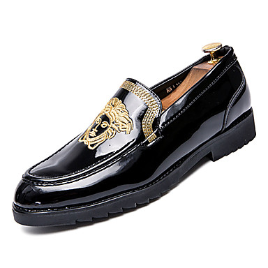 baratos Sapatilhas e Mocassins Masculinos-Homens Sapatos Confortáveis Couro Ecológico Outono Casual Mocassins e Slip-Ons Não escorregar Preto / Dourado