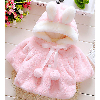 baratos Blusas para Bebês-bebê Para Meninas Básico Sólido Manga Longa Pêlo de Coelho / Algodão Blusa Branco / Bébé