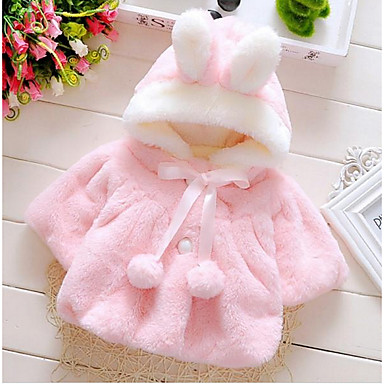 baratos Roupas Infantis de Inverno-bebê Para Meninas Básico Diário Sólido Manga Longa Padrão Algodão Jaqueta &amp; Casaco Roxo / Bébé