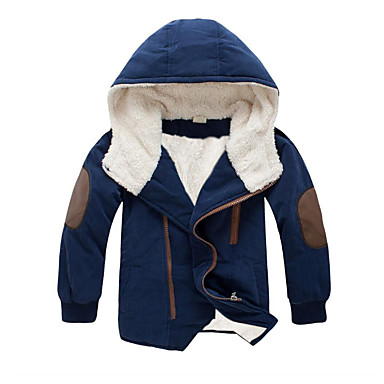 baratos Jaquetas &amp; Casacos para Meninos-Infantil Para Meninos Básico Sólido Manga Longa Algodão Capa &amp; Casaco Duvet Laranja