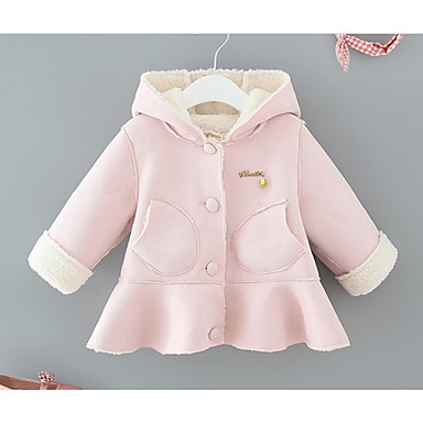 baratos Roupas Infantis de Inverno-bebê Para Meninas Básico Diário Sólido Manga Longa Padrão Algodão Jaqueta &amp; Casaco Azul