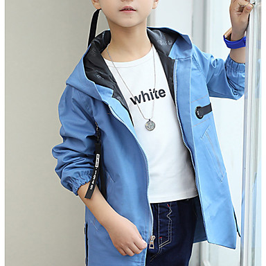 baratos Jaquetas &amp; Casacos para Meninos-Infantil Para Meninos Básico Diário Sólido Manga Longa Padrão Algodão Jaqueta &amp; Casaco Verde