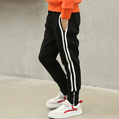 baratos Calças para Meninos-Infantil Para Meninos Básico Moda de Rua Diário Sólido Estampado Algodão Calças Preto