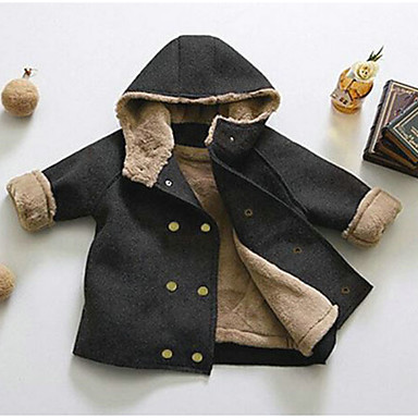 baratos Jaquetas &amp; Casacos para Meninos-Infantil Para Meninos Activo Diário Sólido Manga Longa Padrão Jaqueta &amp; Casaco Preto