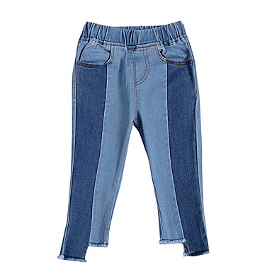 baratos Calças para Bebês-bebê Para Meninas Básico Diário Estampa Colorida Jeans Azul / Bébé