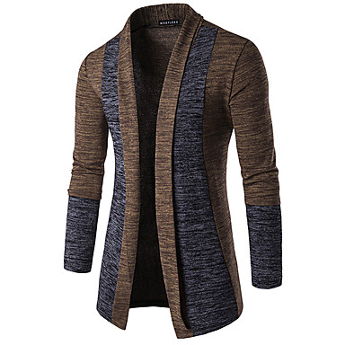baratos Suéteres &amp; Cardigans Masculinos-Homens Diário Básico Patchwork Estampa Colorida Manga Longa Manga Borboleta Delgado Padrão Carregam Camisola Jumper Primavera / Outono / Inverno Camel / Cinzento Escuro / Cinzento M / L / XL