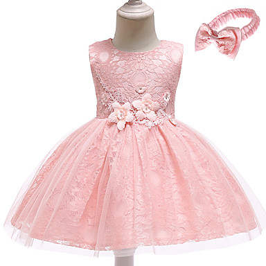 Baby Girls' Active Basic Party Birthday Dusty Rose Solid Colored Lace ...