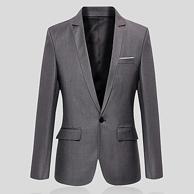 Black / Blue / Wine Solid Colored Slim Cotton / Polyester Men's Suit ...