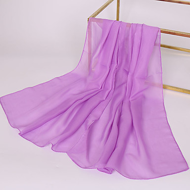 baratos Cachecol Feminino-Mulheres Básico Chiffon, Lenço Retangular Sólido / Tecido