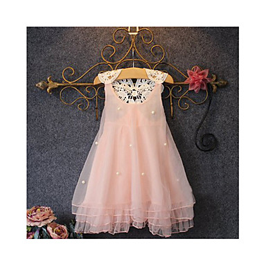 baratos Até 90% OFF-Infantil Para Meninas Estilo bonito Diário Sólido Renda Paetês Patchwork Sem Manga Médio Vestido Verde