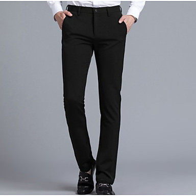 baratos Suits-Homens Básico Diário Social Calças - Sólido Preto Azul Marinha M / L / XL