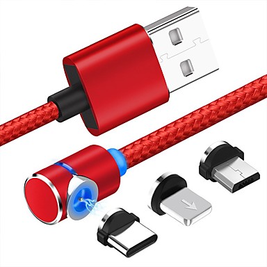 baratos Huawei P30 Pro-micro USB / Iluminação / Tipo-C Cabo 1m-1.99m / 3ft-6ft 1 a 3 Plásticos / Alumínio Adaptador de cabo USB Para Samsung / Huawei / Xiaomi