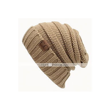 baratos Chapéus Femininos-Unisexo Trabalho Activo Roupa de Malha,Gorro Sólido Outono Inverno Preto Azul Marinho Vinho