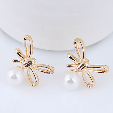 1 Paar Schleifen Ohrringe mit Perlen Hänger Ohrstecker Viele Farben Earrings