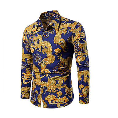 Men's Plus Size Shirt - Geometric Print Blue 7212183 2021 – $16.49
