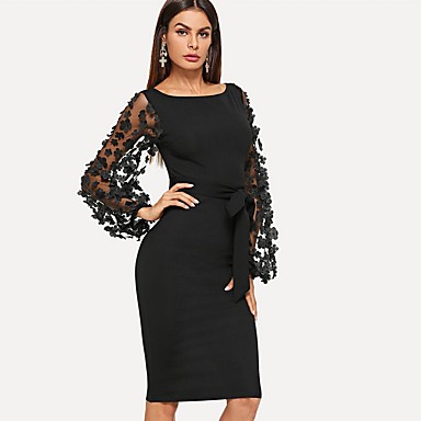 baratos Vestidos Bodycon-vestido de bainha até o joelho feminino xs preto s m l
