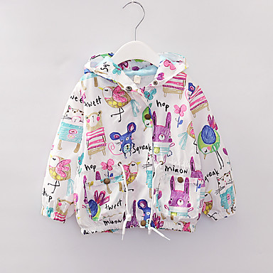 baratos Jaquetas &amp; Casacos para Meninas-Infantil Para Meninas Activo Estampado Padrão Jaqueta &amp; Casaco Branco