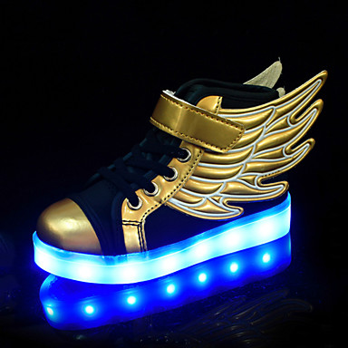 baratos LED Sapatos-Para Meninos / Para Meninas Conforto / Tênis com LED Couro Ecológico Tênis Criança (9m-4ys) / Little Kids (4-7 anos) / Big Kids (7 anos +) Cadarço Dourado Primavera / Outono / Estampa Colorida